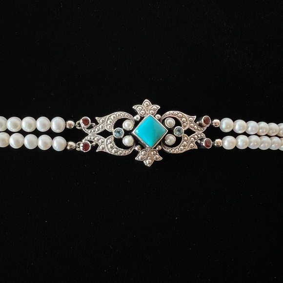 🌟NICKY BUTLER 925 Sterling Silver Turquoise Pearl Multi Gem Bracelet NEW NB - Picture 7 of 15